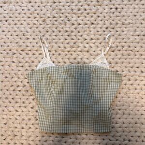 Edikted Green Gingham Corset Top